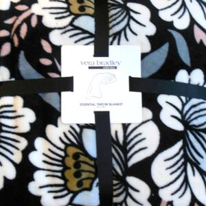 Vera Bradley Floral Blanket - Black, White, Purple